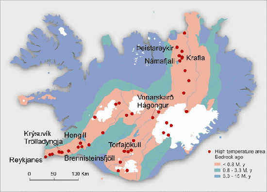 Map of Geothermal Energy in Iceland 